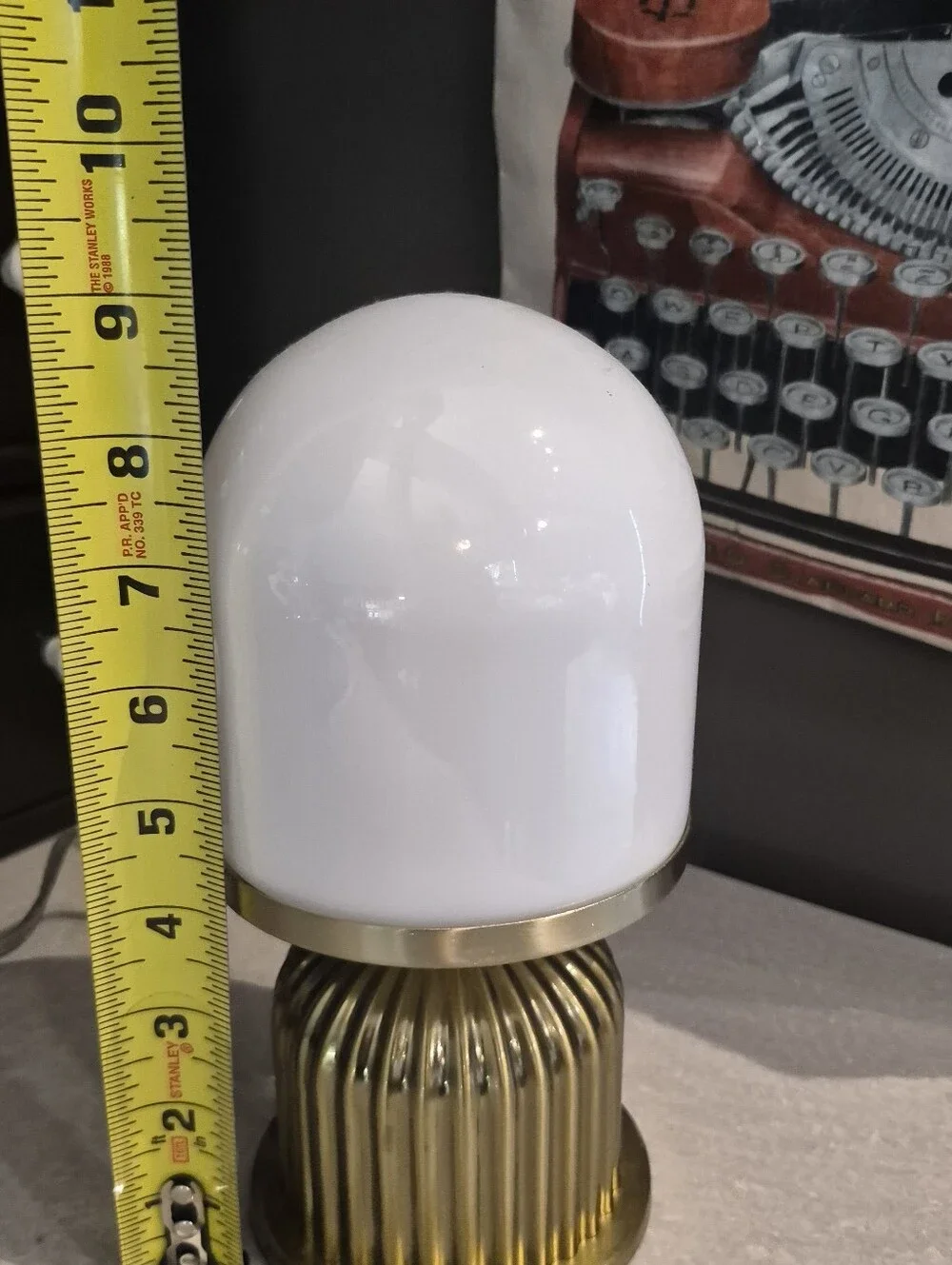 Brass Ribbed Table Lamp with White Glass Shade - Home Accents